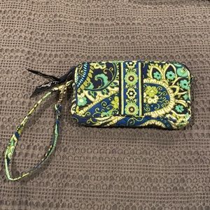 Vera Bradley wristlet - blue and green paisley pattern